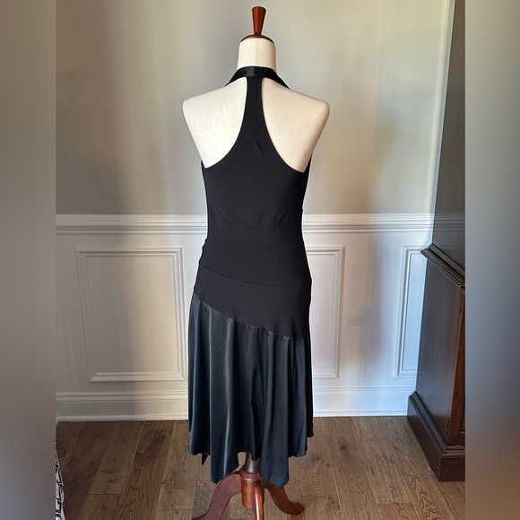 Bebe Vintage Black Racerback Ruched Handkerchief Dress size Large - Picture 3 of 14